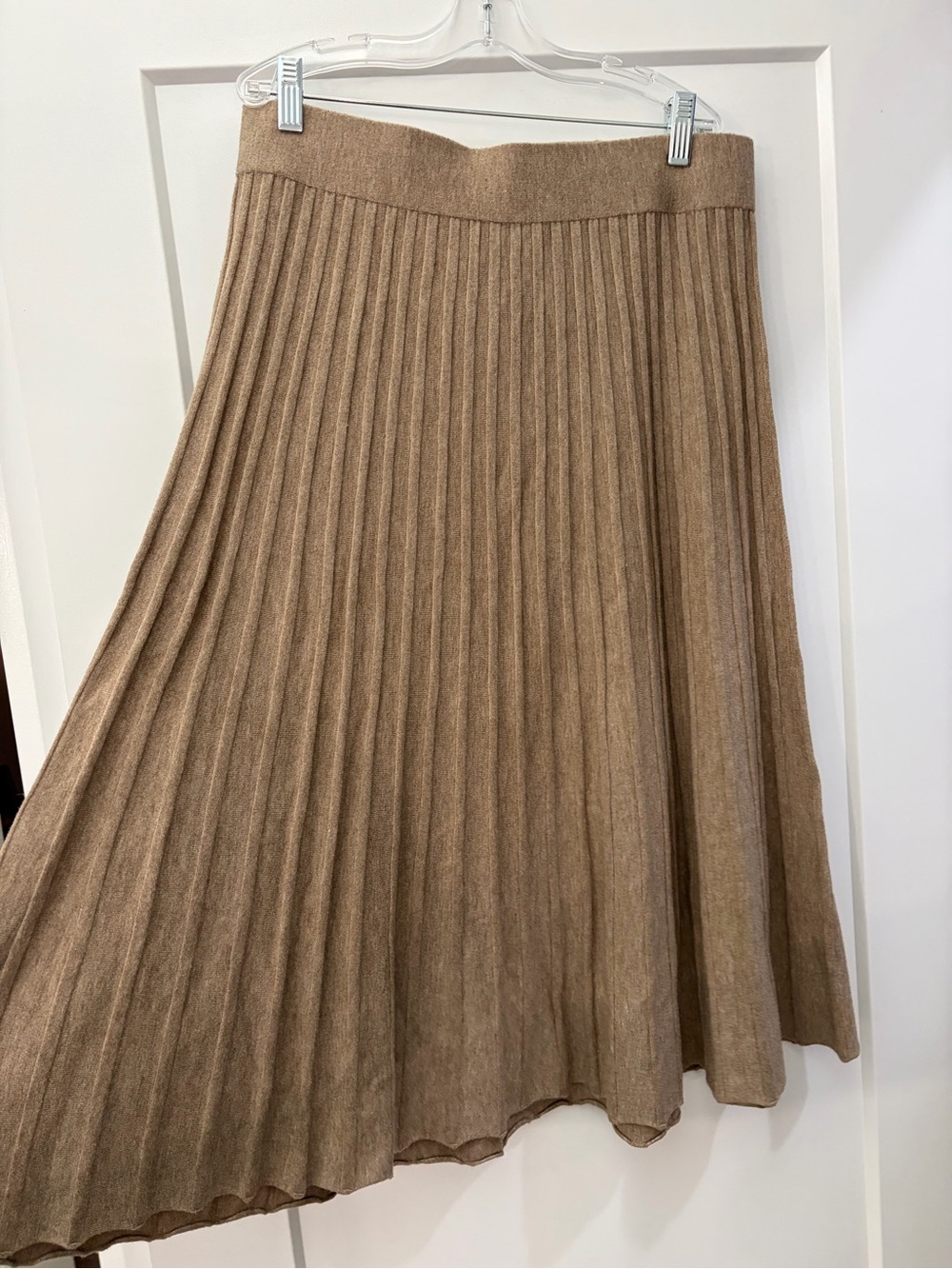 Pleated Midi Skirt in Camel